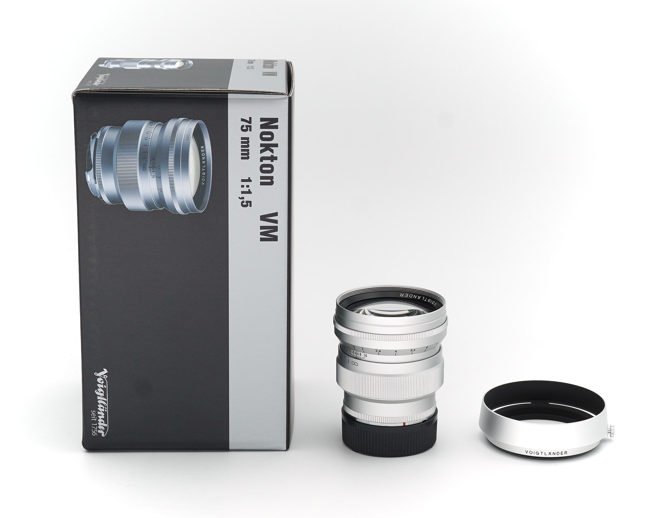 Voigtländer Nokton 75mm 1.5 VM ASPH. silber für Leica M Vitrinenmodell #**