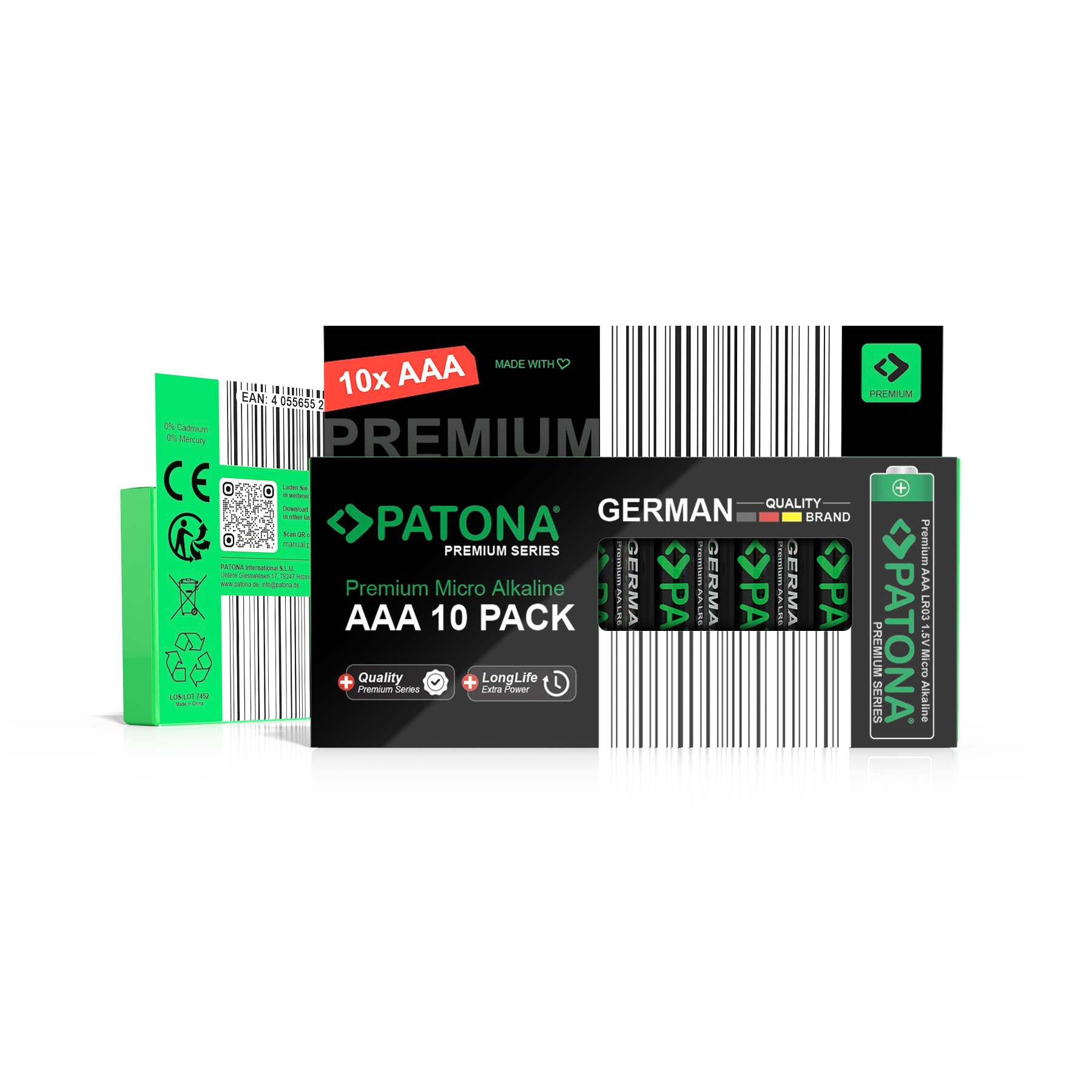 PATONA Premium 10 Stück Alkaline AAA Micro LR03 Batterie