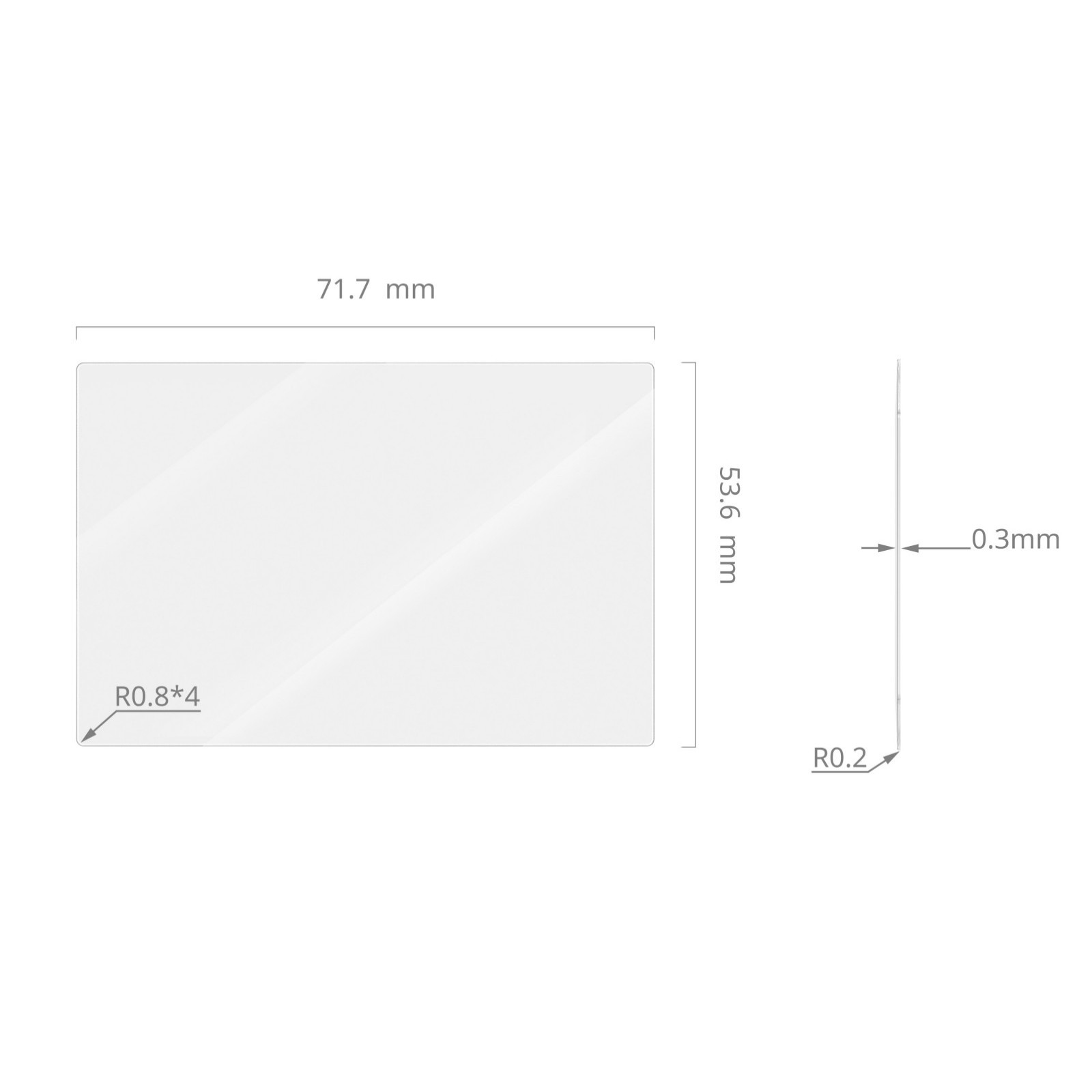Bildschirm, Glas, Rechteckig, Diagonales Muster, Abmessungen