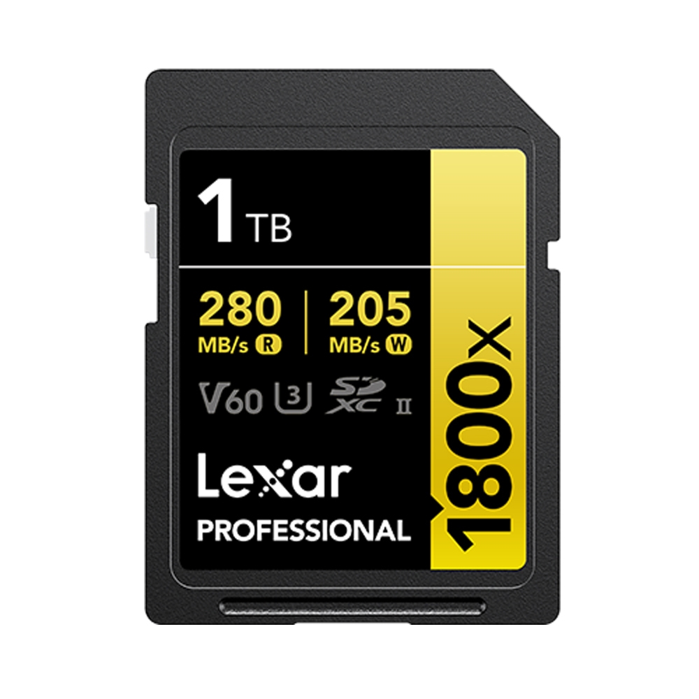 Lexar 1800x SDXC 1 TB V60 UHS-II U3 (280/205 MB/s) Lexar 1800x SDXC 1 TB V60 UHS-II U3 (280/205 MB/s)