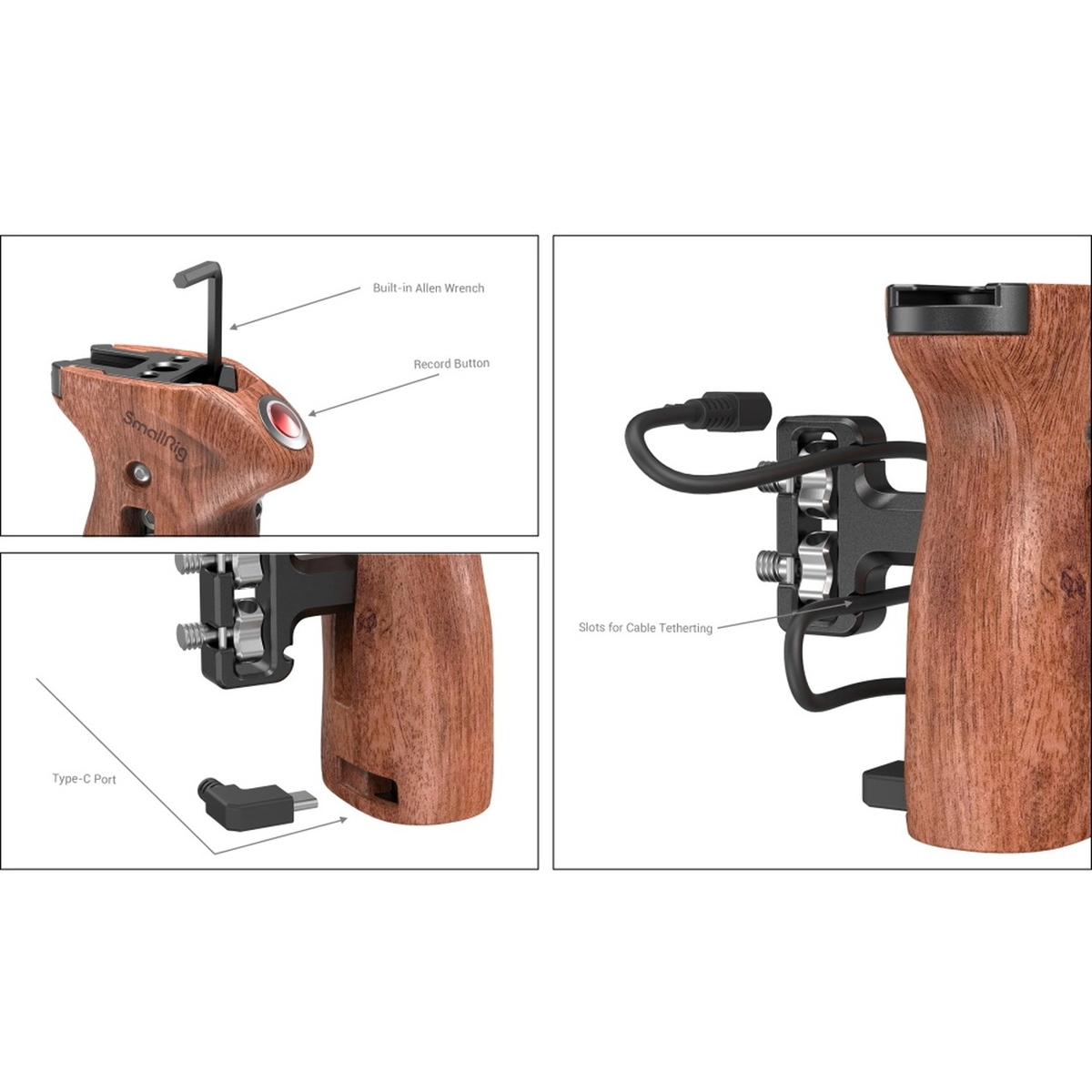 SmallRig 3323 Seiten Handle mit Gewinde und Record Start/Stop Fernauslöser