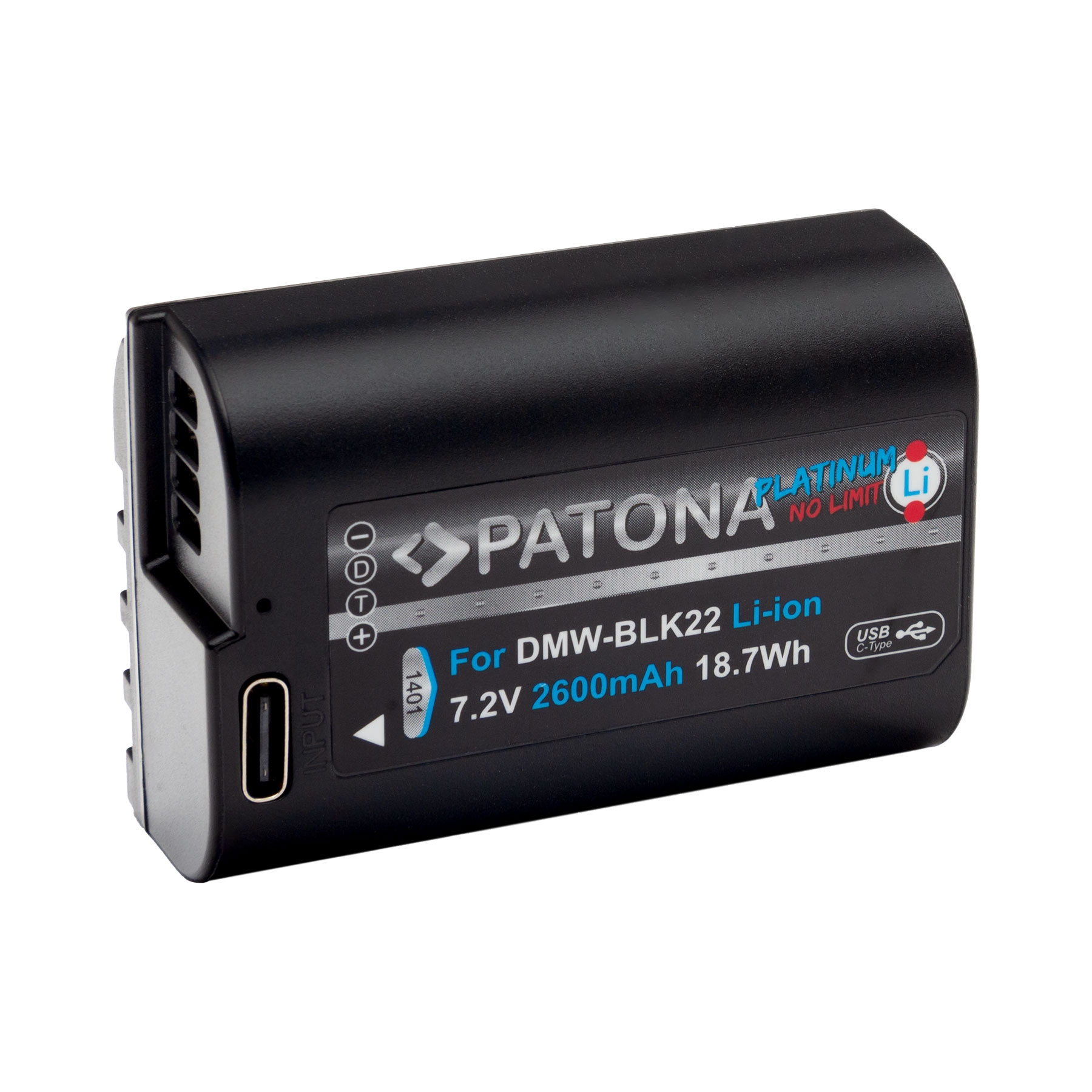 PATONA Platinum Akku mit USB-C Input für Panasonic DMW-BLK22 S5 G9 GH5 GH5S