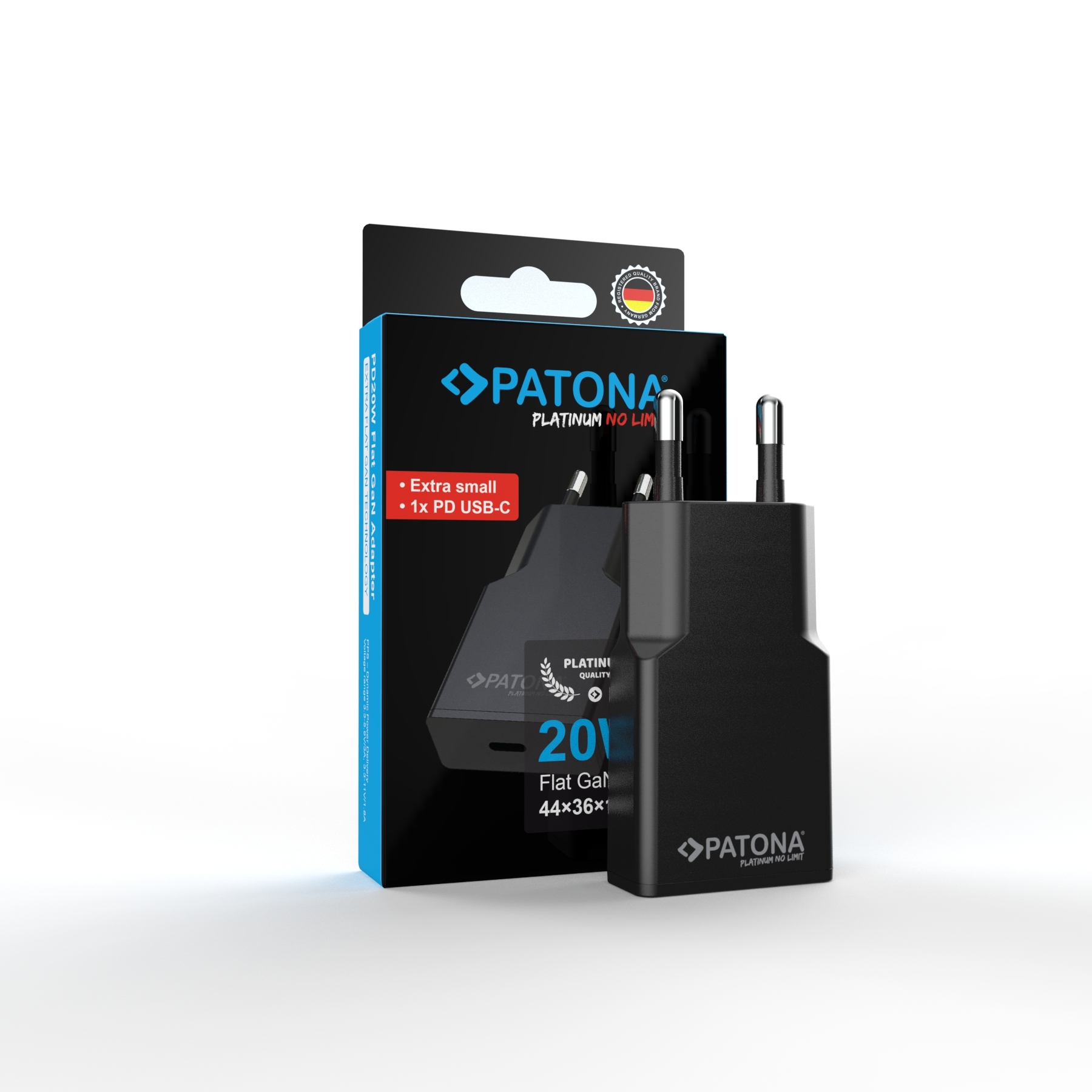 PATONA Platinum GaN PD20W Flat Adapter schwarz 1x USB-C