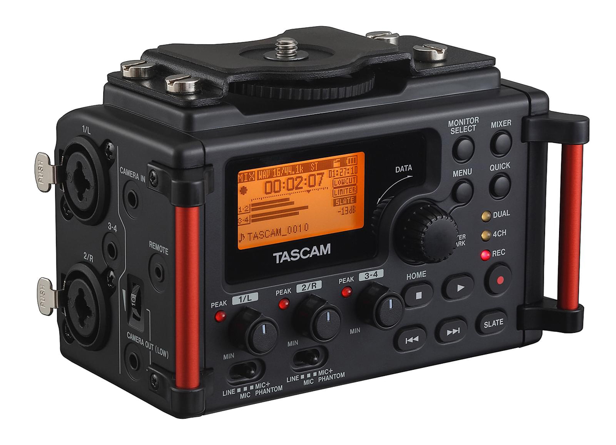 Tascam DR-60DMK2 4-Spur-Audiorecorder für Tonaufnahmen mit DSLR-Kameras