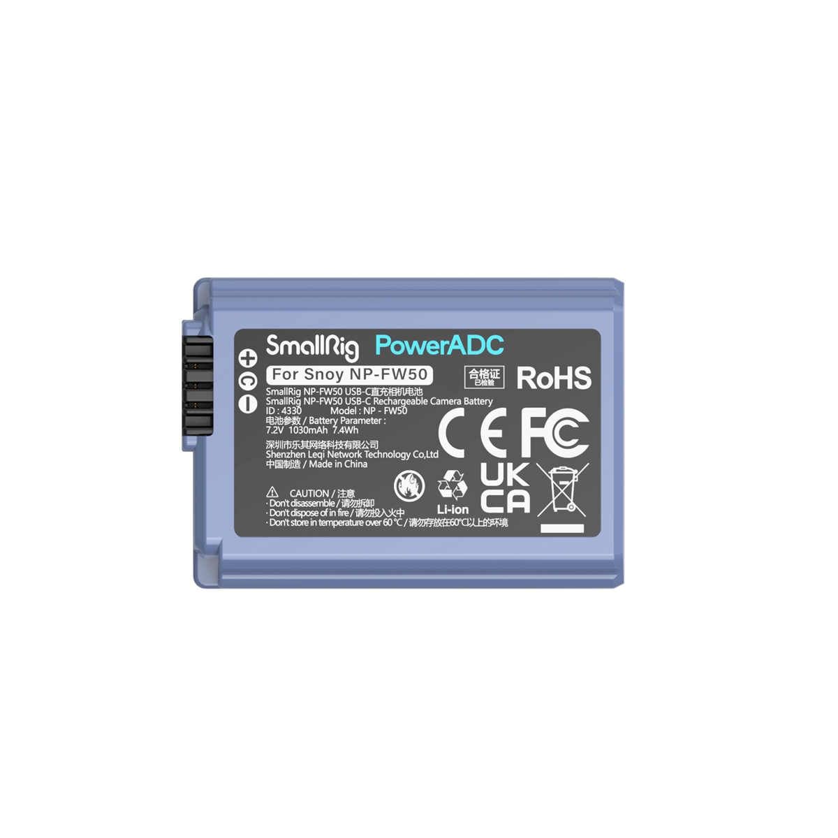 SmallRig 4330 NP-FW50 USB-C (Sony) aufladbare Kamerabatterie