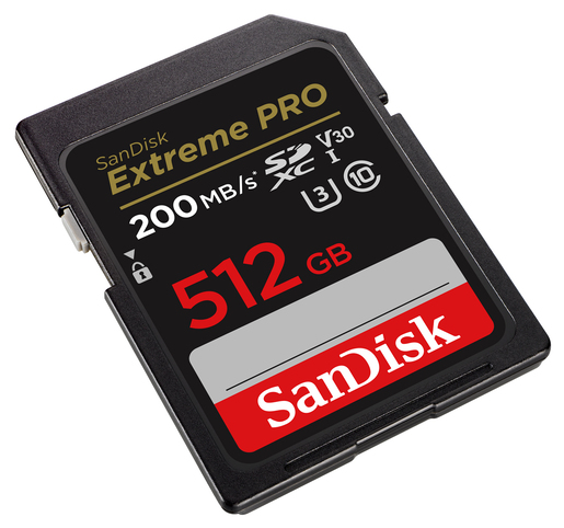 SanDisk 512 GB SDXC ExtremePro 200MB/s V30 UHS-I U3 Speicherkarte