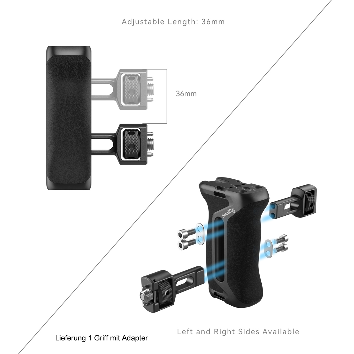 SmallRig 4346 Seitenhandgriff mit Two-in One Lokalisierungsschraube