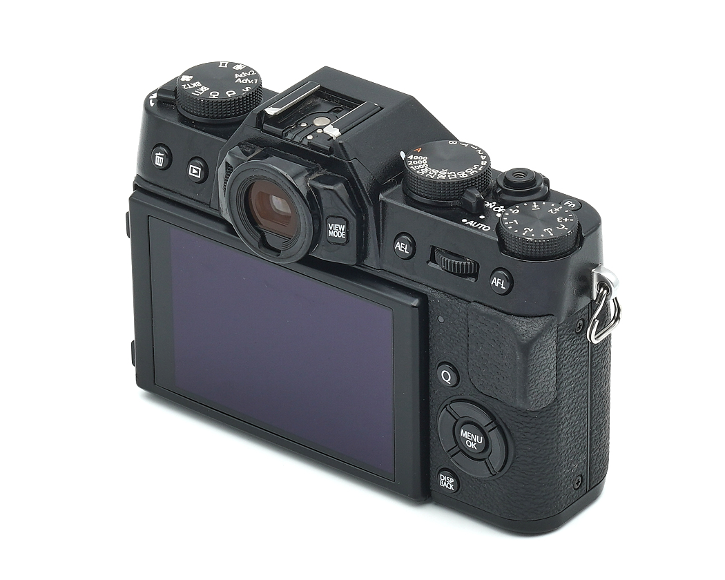 Digitale Kamera, Spiegelreflexkamera, Rückenseite LCD, Schwarz, Ausschnitt Linse