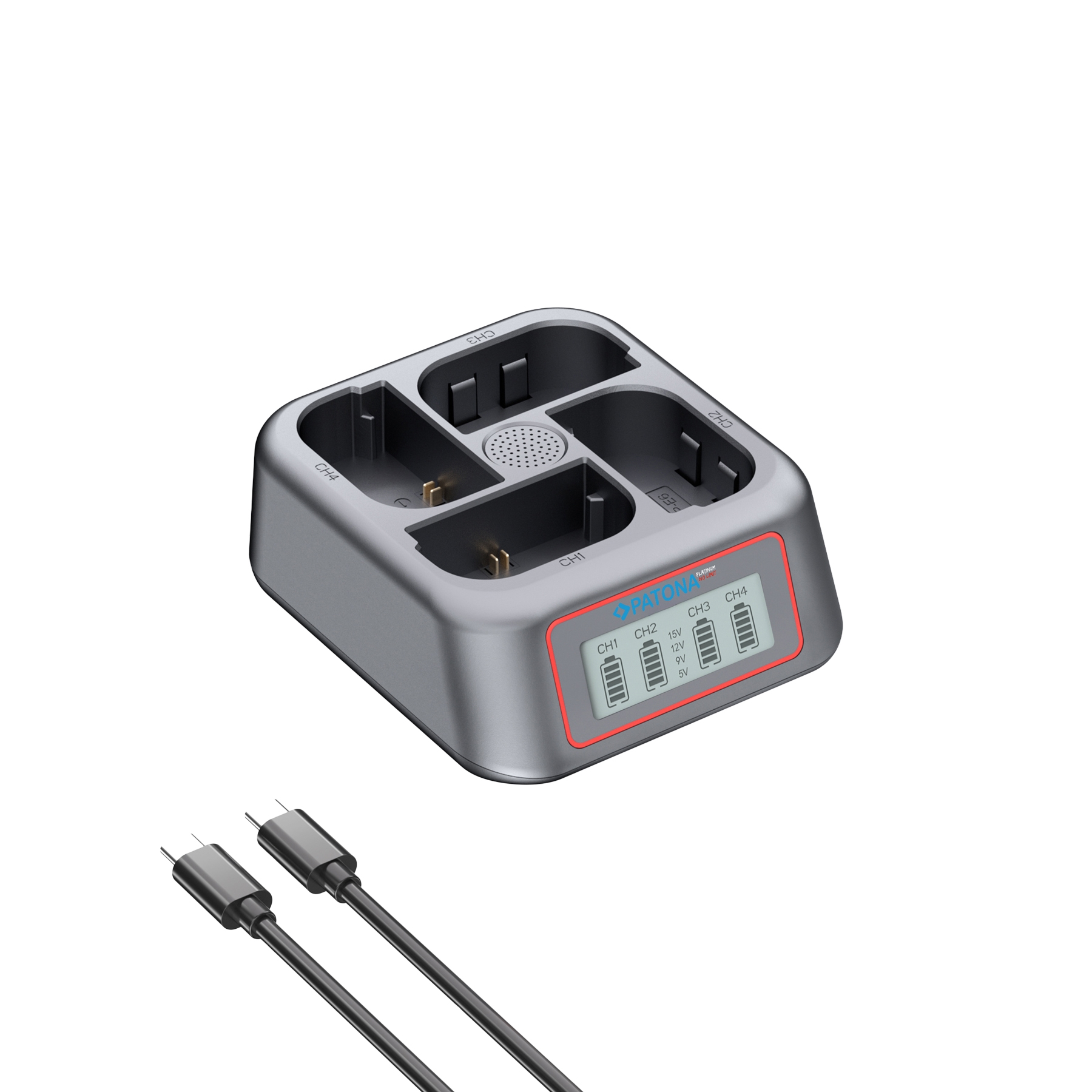 Patona Platinum USB-C 4-fach Schnellladegerät für Canon LP-E6