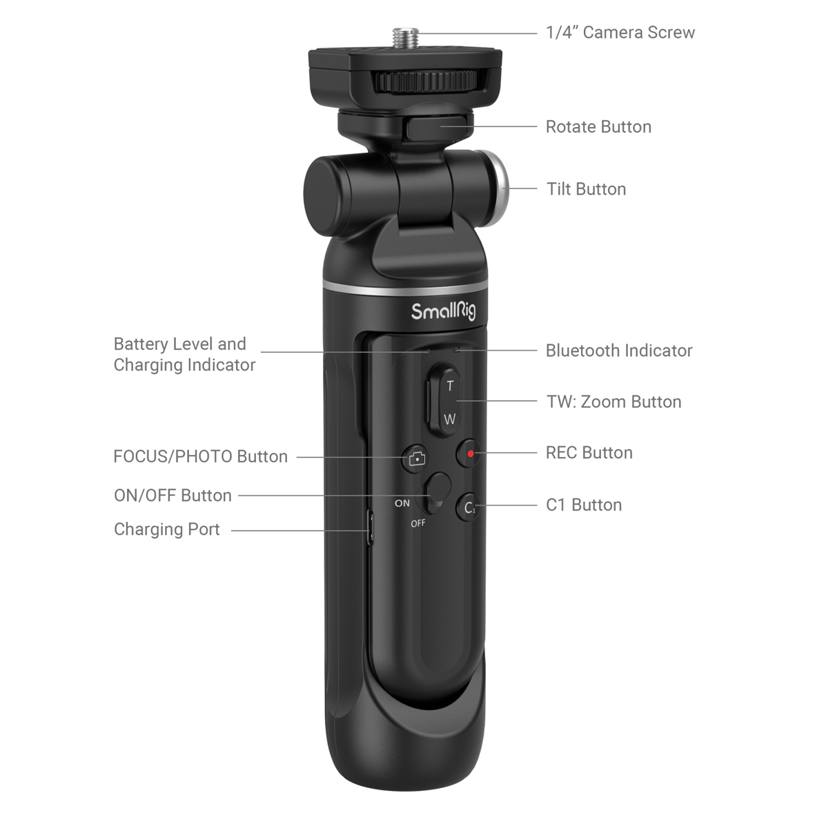 SmallRig 3326 SR-RG1 Aufnahmegriff mit kabelloser Fernbedienung