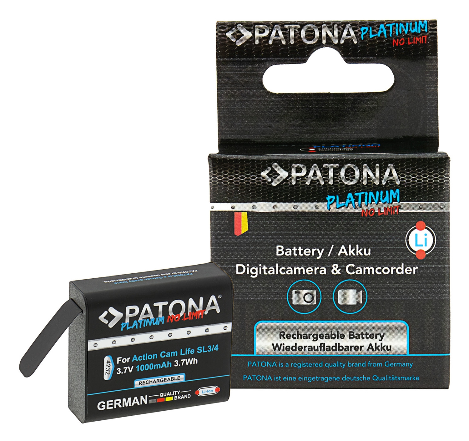 Patona Platinum Akku für Action Cam Life SL3, SL4