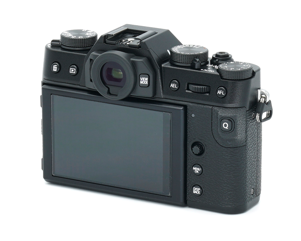kamera, digital, schwarz, spiegellos, lcd- bildschirm
