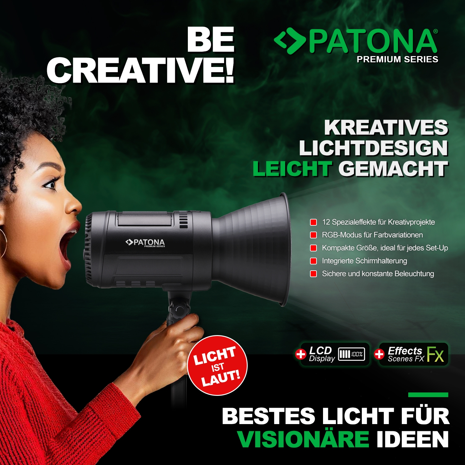 PATONA Premium LED professionelles Fotolicht Videolicht LED 80W RGB
