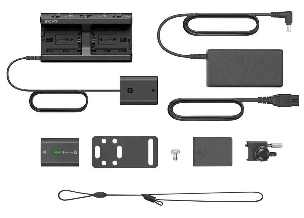 Sony NPA-MQZ1K Multi-Ladegerät mit Zubehörset für Z-Akkus, inklusive Netzteil, Kabel, Adapterplatte, Halterung und Akkus