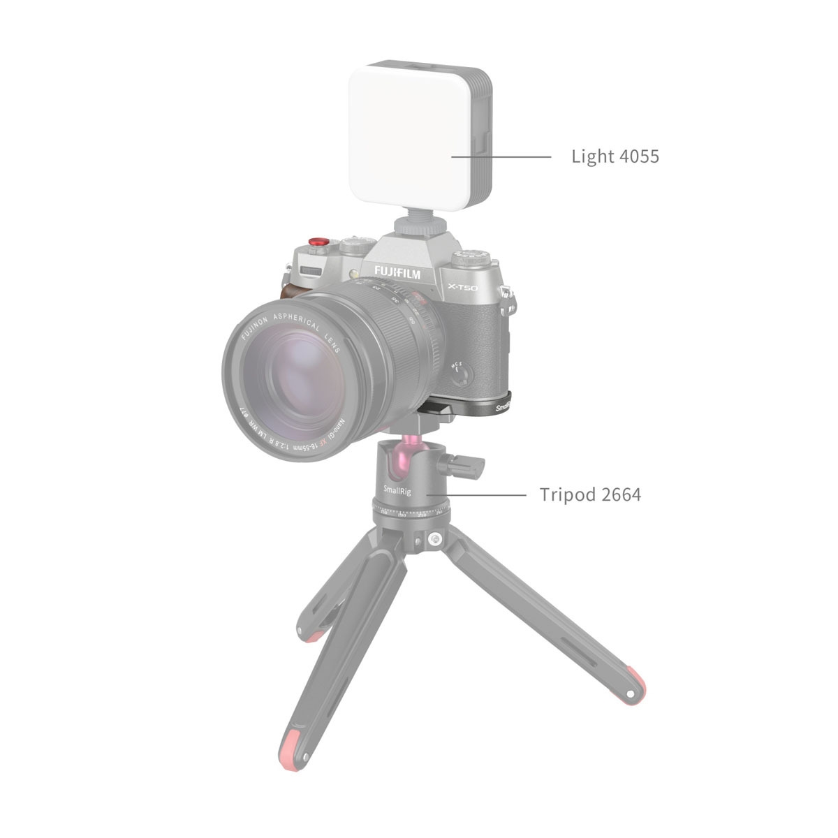 SmallRig 4736 Wooden L-Shape Handle für Fujifilm X-T50 charcoal silver