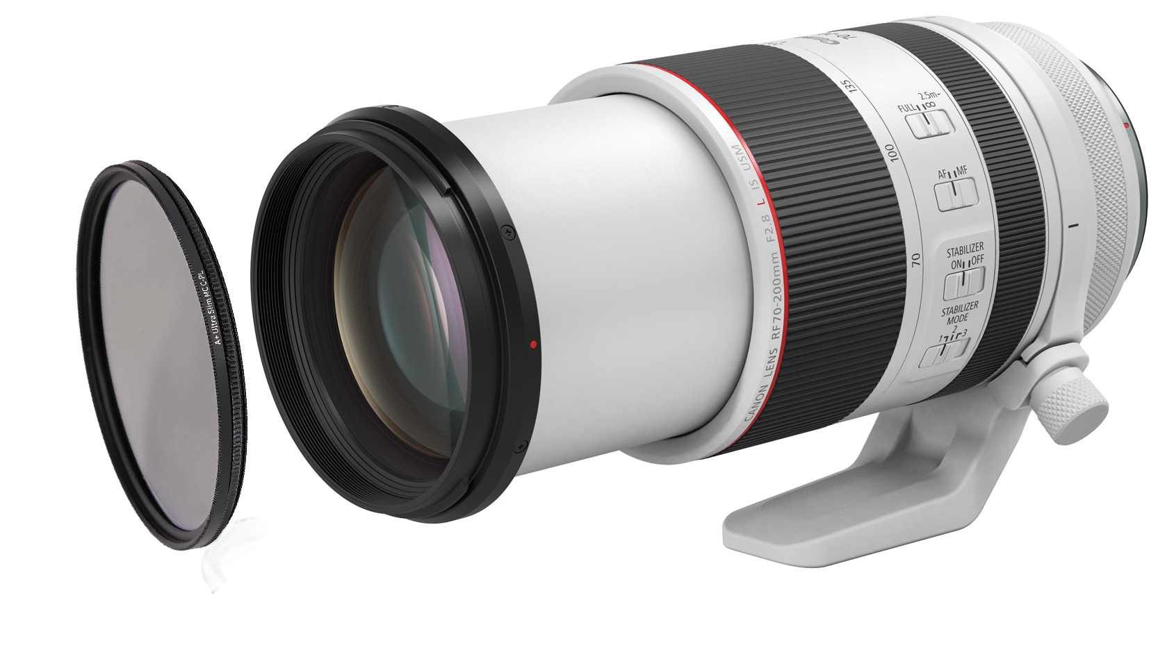 Objektiv, Teleobjektiv, Canon RF 70-200mm, weiße Linse, Mount/Adapter