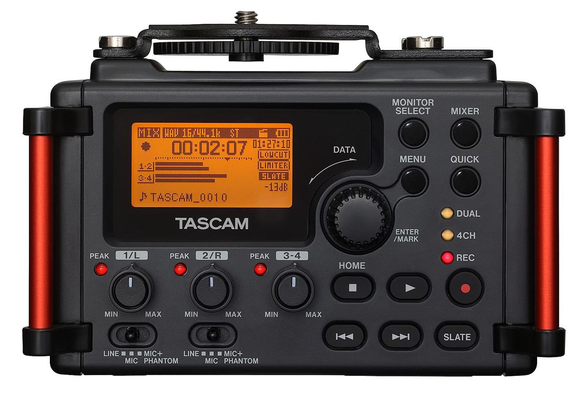 Tascam DR-60DMK2 4-Spur-Audiorecorder für Tonaufnahmen mit DSLR-Kameras