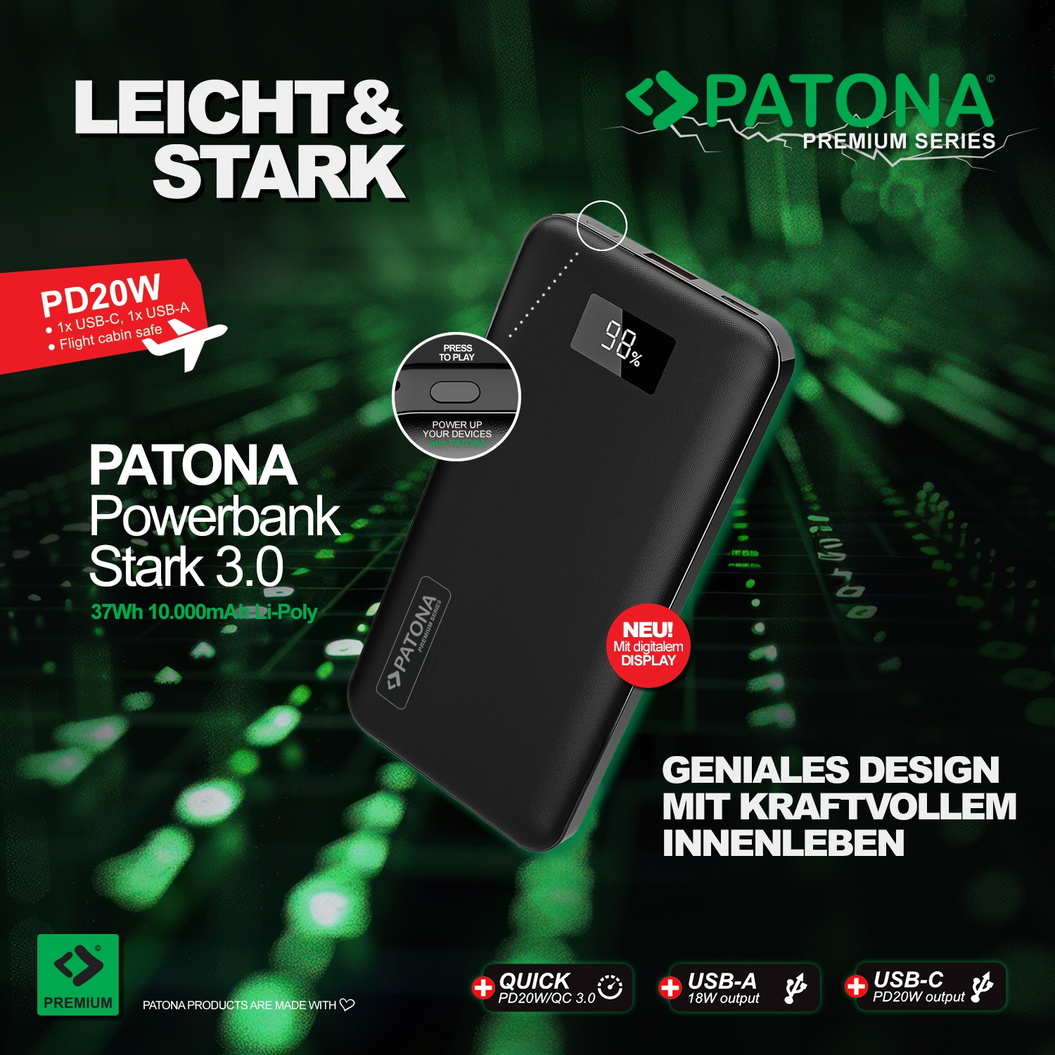 9998 PATONA Premium Powerbank Stark 3.0 PD20W 10.000mAh