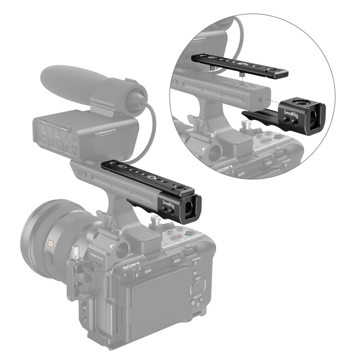SmallRig 3490 XLR Handgrifferweiterung mit NATO Schiene für Sony FX3