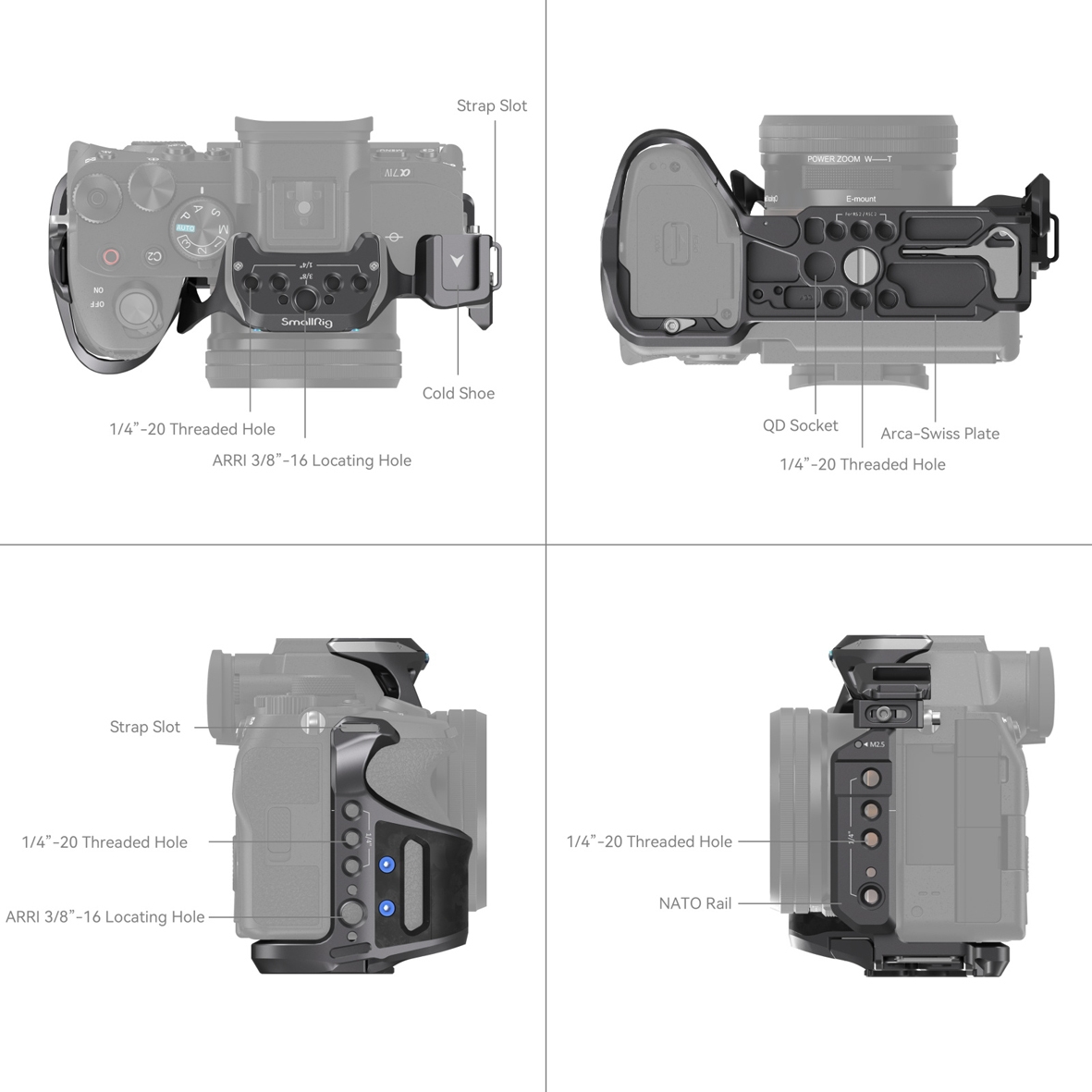 SmallRig 4308 Rhinoceros Basic Cage Kit für Sony Alpha 7R V/IV/7S III