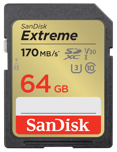 SanDisk 64 GB SDXC Extreme 170MB/s V30 UHS-I U3 Speicherkarte