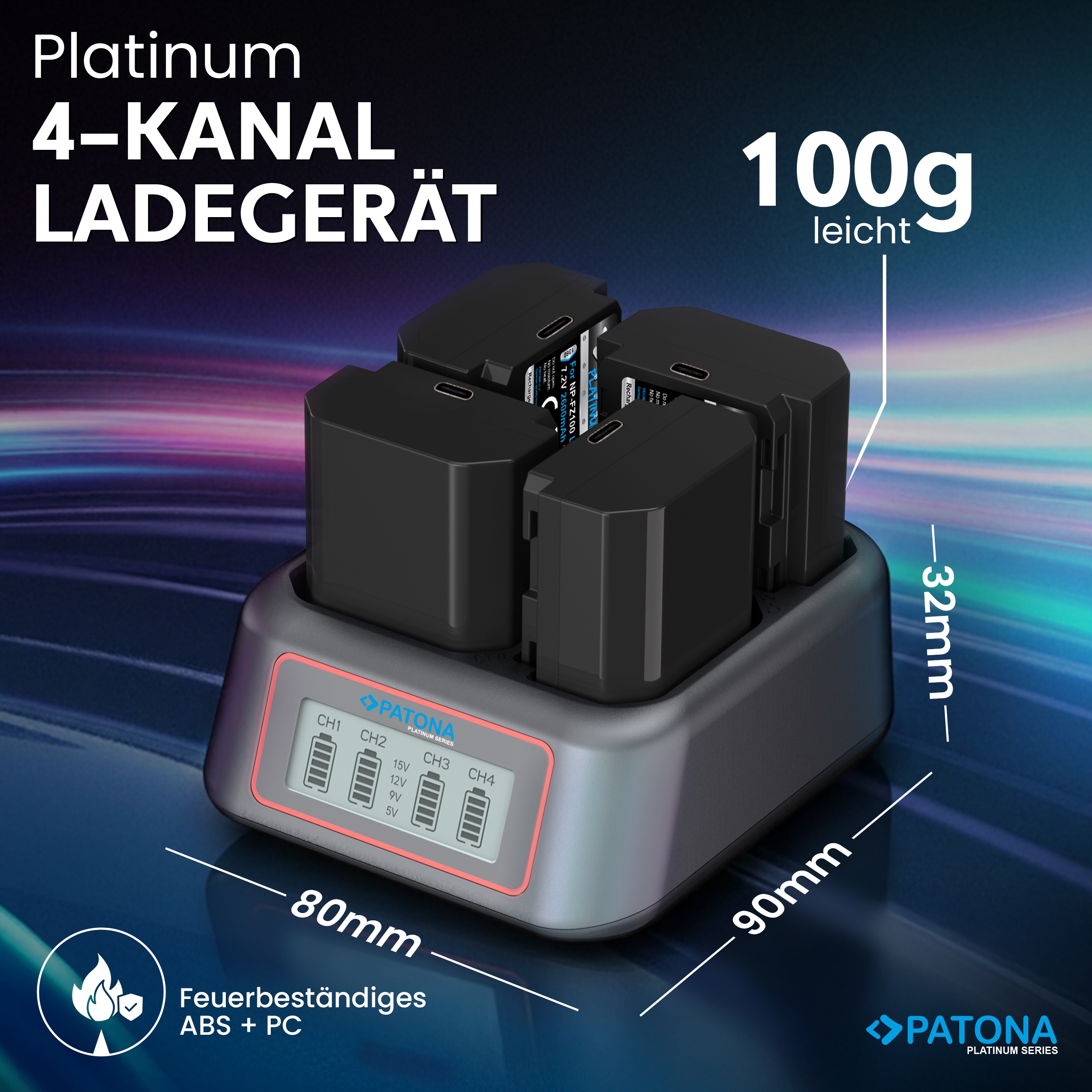 Batterieladegerät, Batteriepacks, 4-Slot-Ladegerät, AA/AAA Batterien, kompakte Halterung