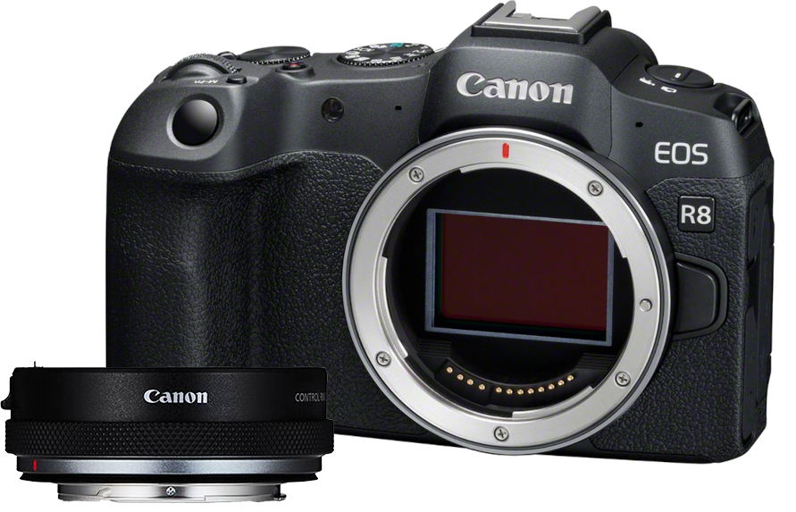 Canon EOS R8 + EF-EOS R Adapter mit Steuerungsring