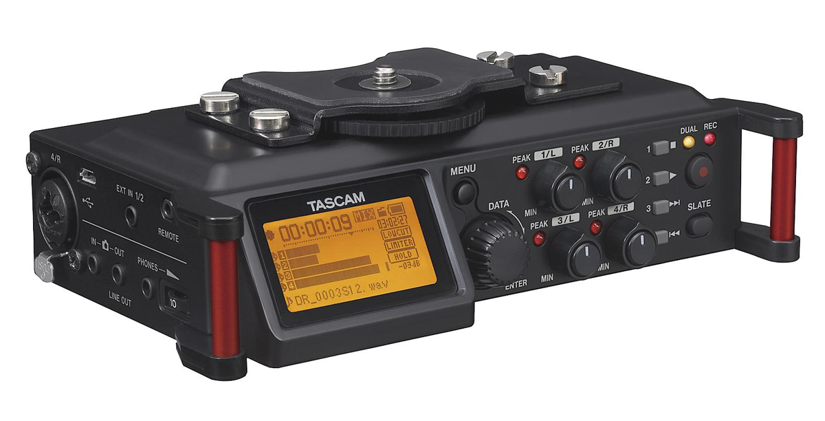 Tascam DR-70D 4-Spur-Audiorecorder für Tonaufnahmen mit DSLR-Kameras