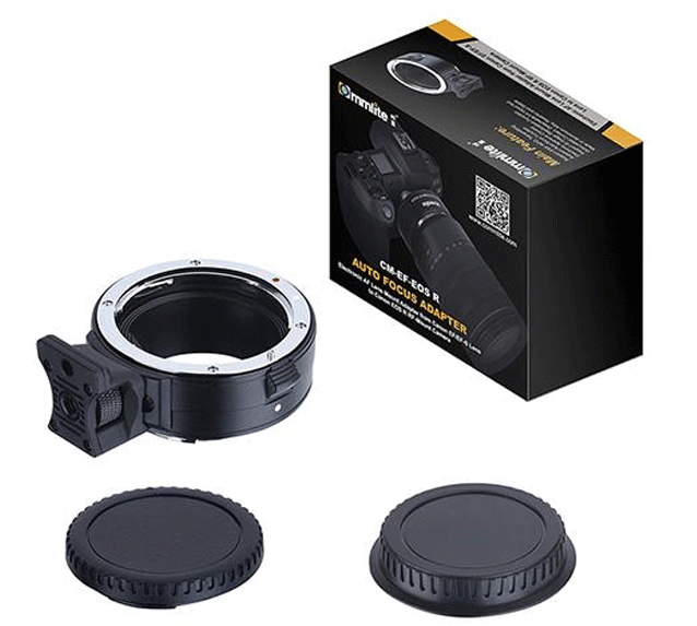 Canon EOS R5 + Commlite EF-EOS R Adapter mit Stativfuss