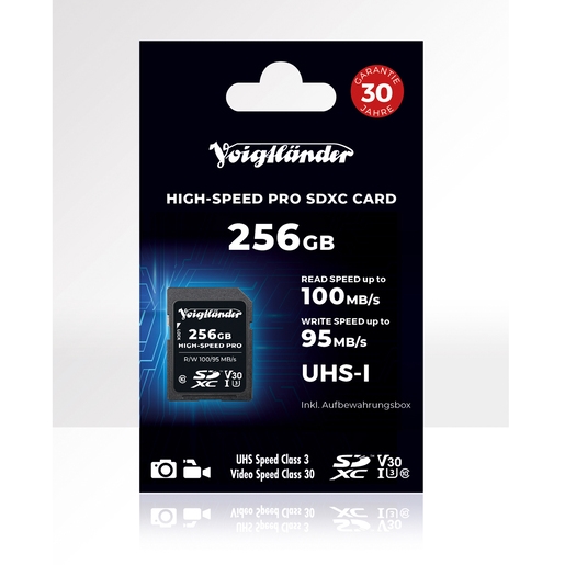 Voigtländer Prof. High-Speed SDXC 256GB UHS-I, Cl10, U3, V30 (100/95 MB/s)