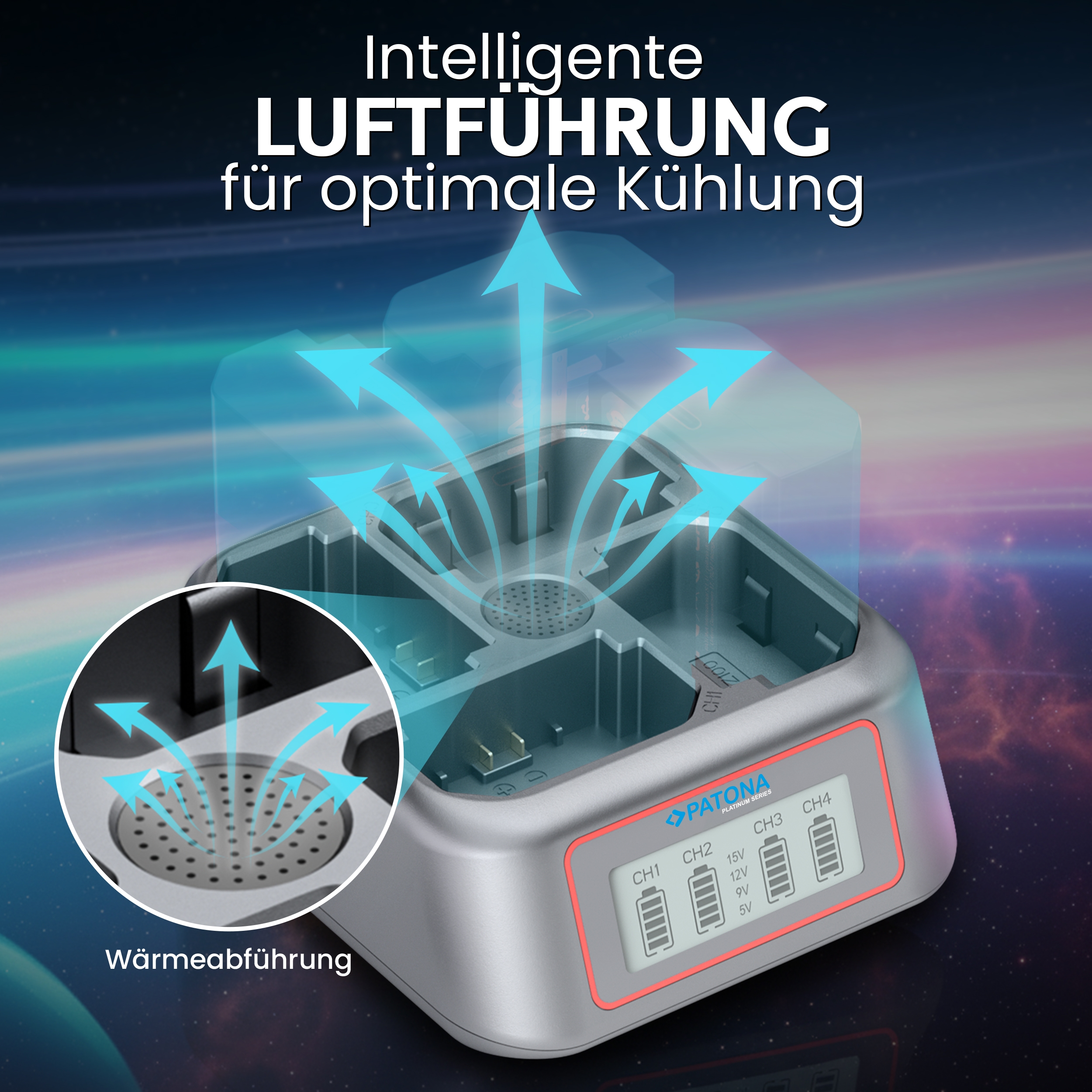 kühlung, luftstrom, lüfter, ladegerät, gerät