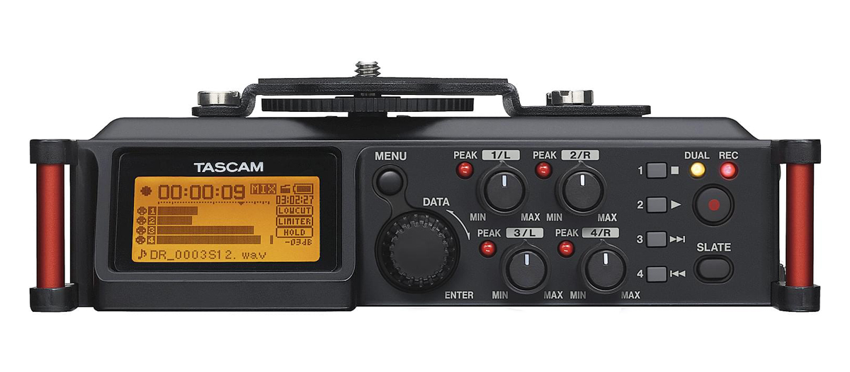 Tascam DR-70D 4-Spur-Audiorecorder für Tonaufnahmen mit DSLR-Kameras