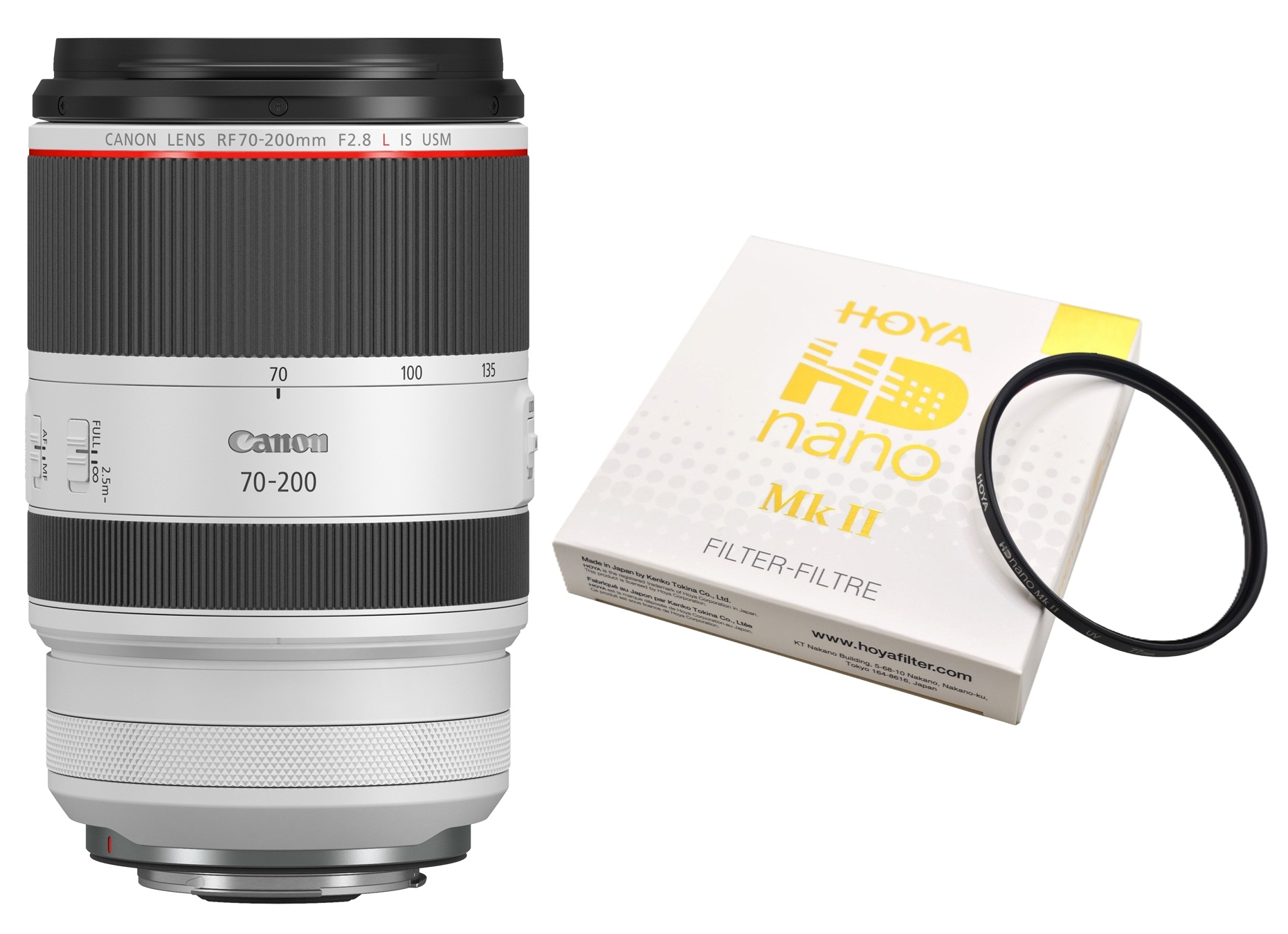 Canon RF 70-200mm 2.8 L IS USM + Hoya UV-Filter HD nano MKII 77mm