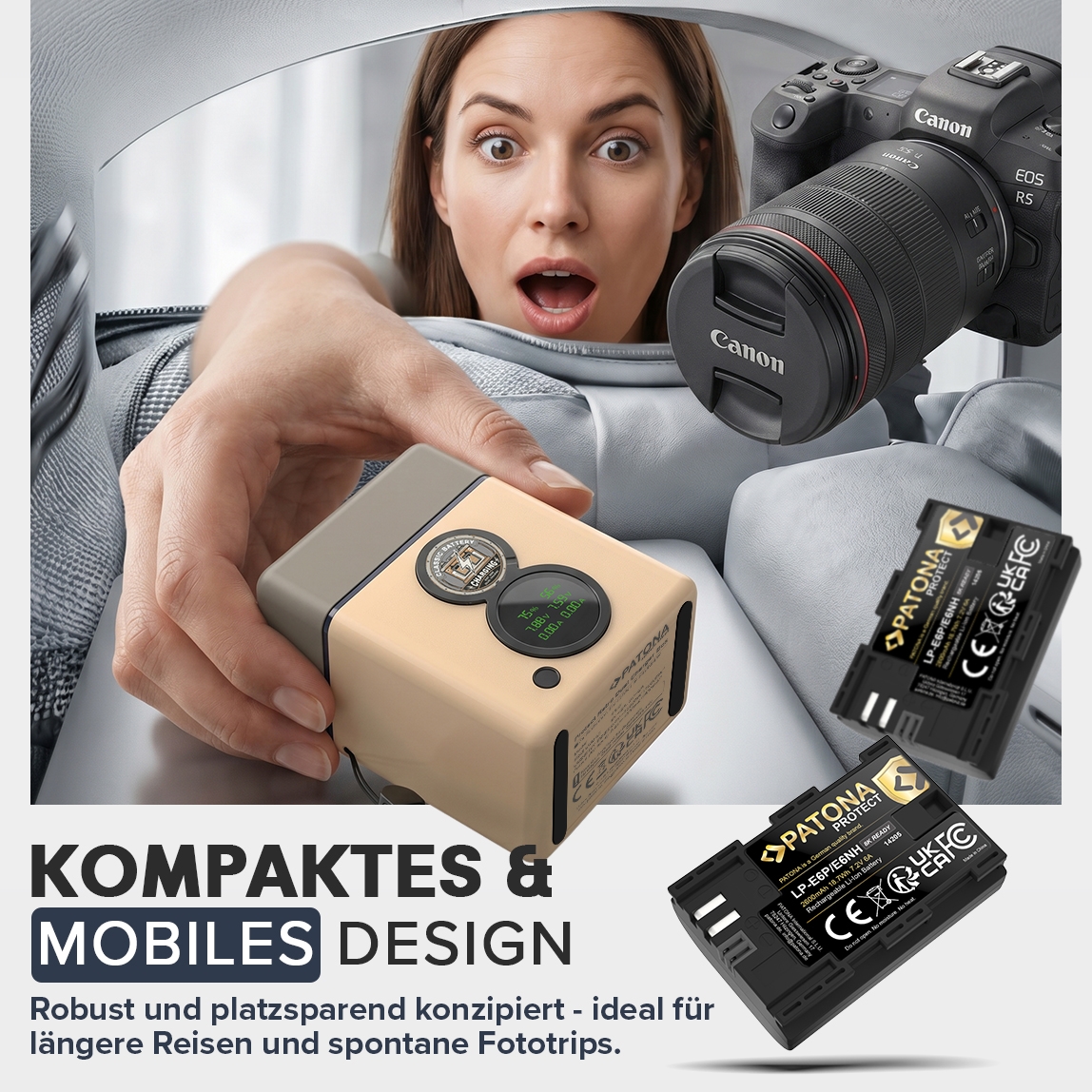 kamera, objektive, batterie, gerät, reisefreundlich