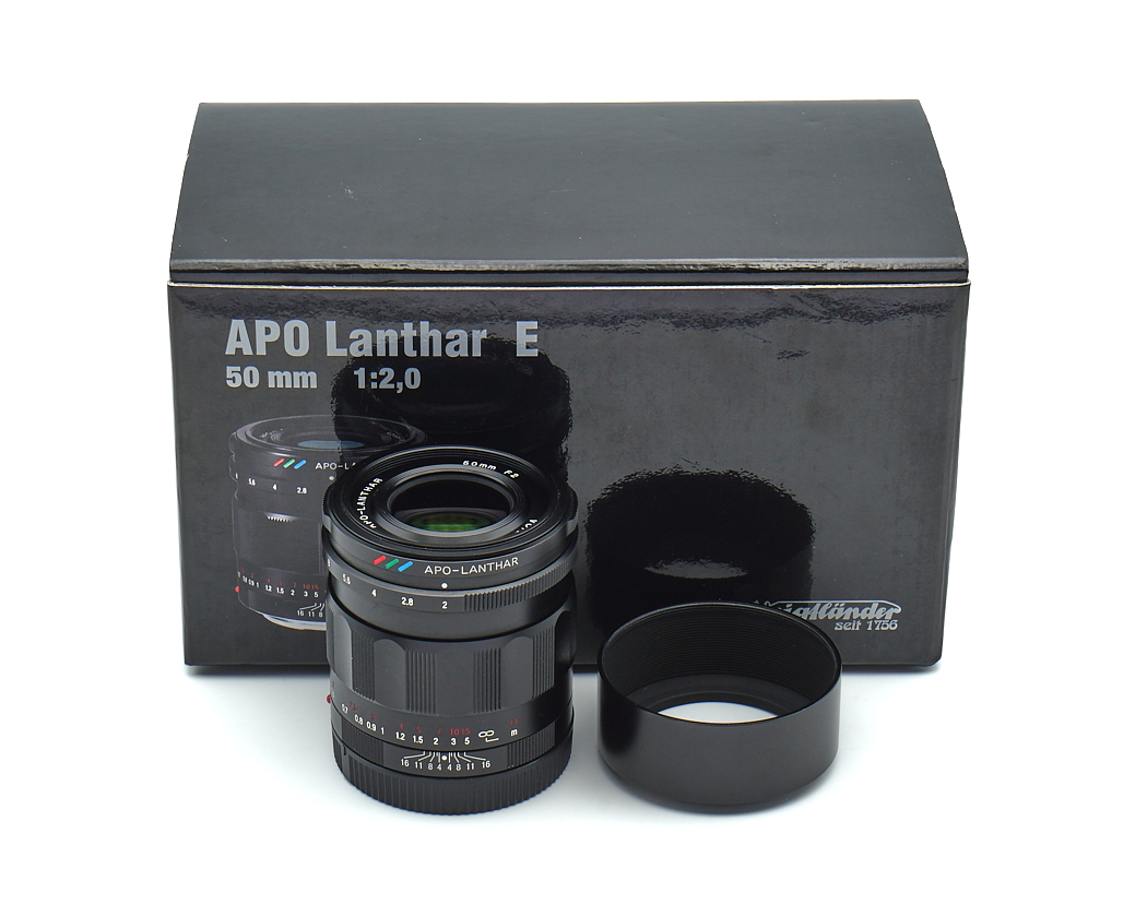 Objektiv, 50 mm, 1:2,0, APO-Lanthar?, schwarze Linse