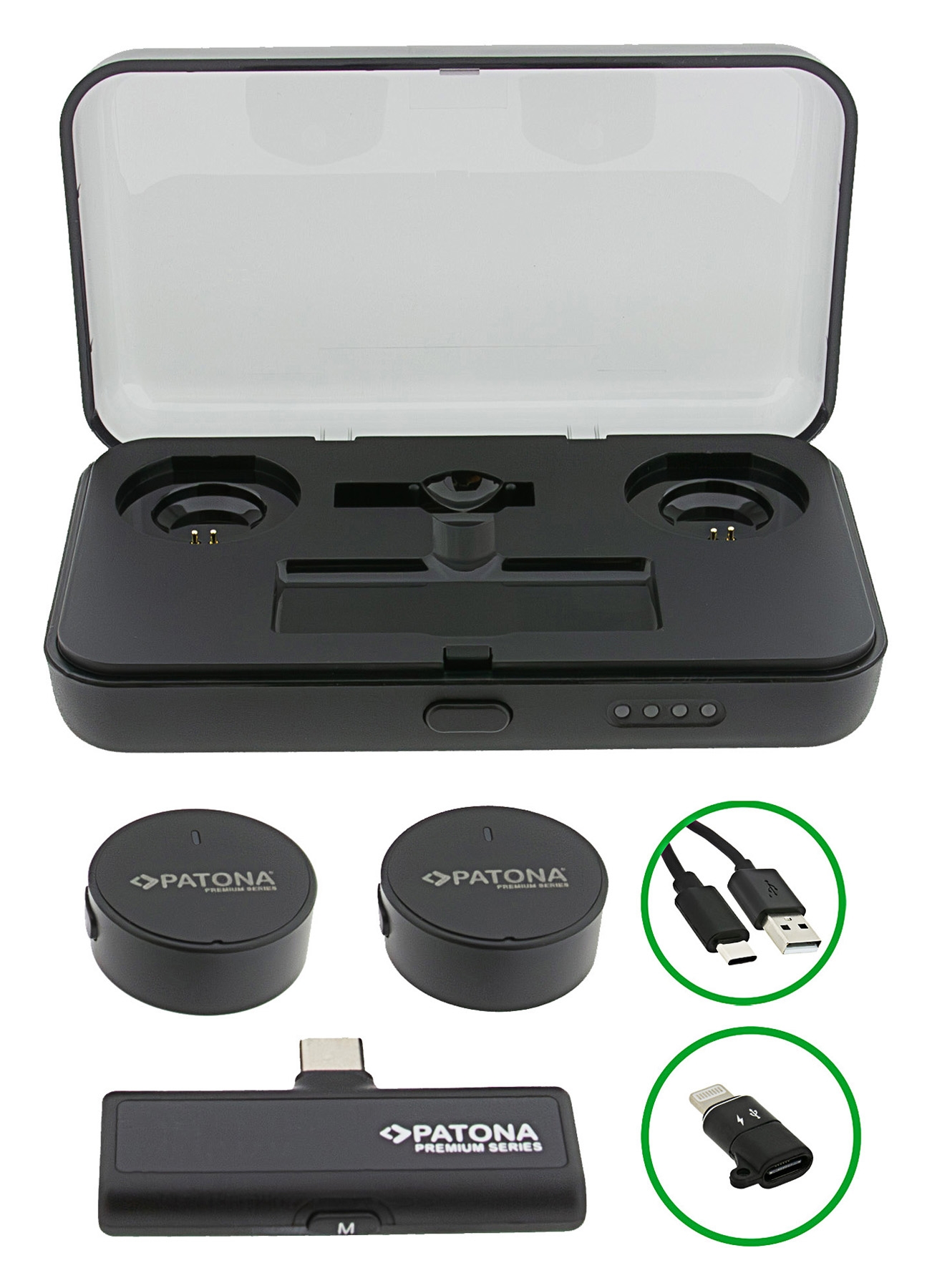 PATONA Premium AI Lavalier-Mikrofone PTS-I91 mit Ladecase
