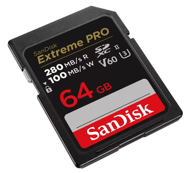 SanDisk 64 GB SDXC ExtremePro R 280MB/s V60 UHS-II, Class 10 Speicherkarte