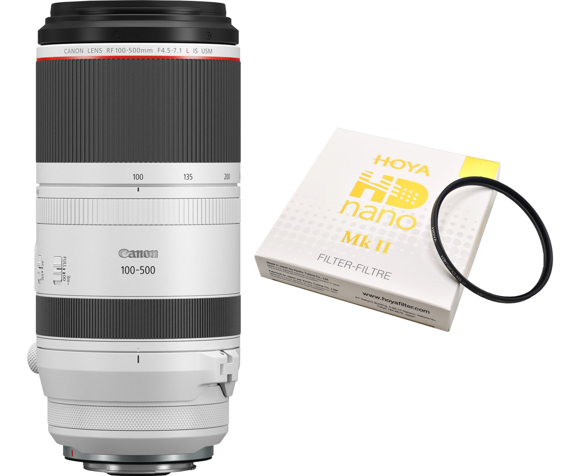 Canon RF 100-500mm 4.5-7.1 L IS USM + Hoya UV-Filter HD nano MKII 77mm