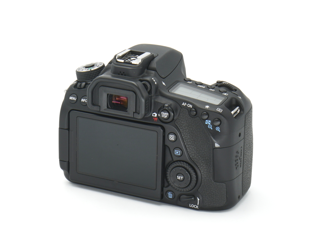 Digitale Kamera, DSLR, Rückseite der Kamera, manuelle Bedienelemente, LCD-Bildschirm