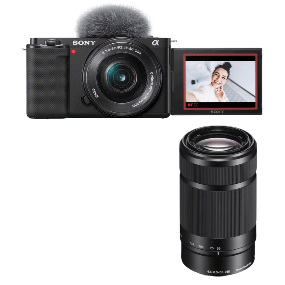 Sony ZV-E10 Vlog-Kamera + 16-50mm OSS + SEL 55-210mm 4.5-6.3