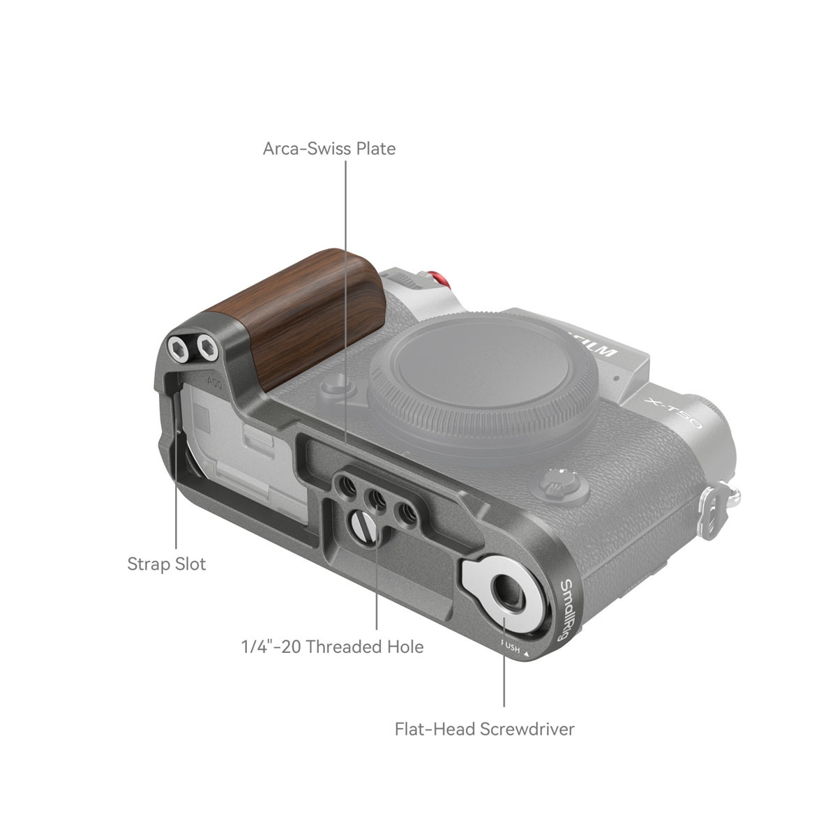 SmallRig 4736 Wooden L-Shape Handle für Fujifilm X-T50 charcoal silver
