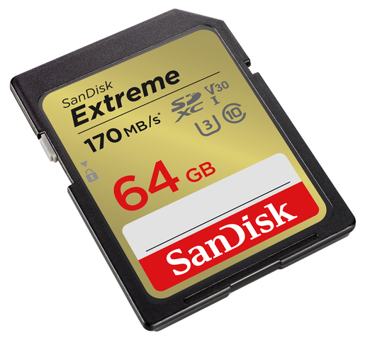SanDisk 64 GB SDXC Extreme 170MB/s V30 UHS-I U3 Speicherkarte