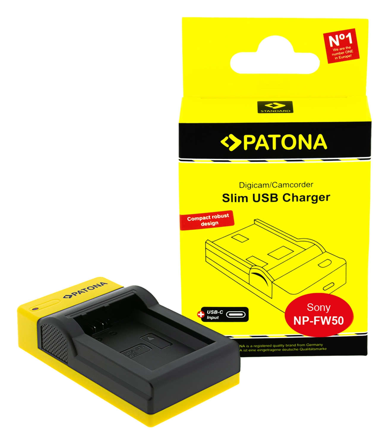 Patona Slim USB Ladegerät mit USB-C für Sony NP-FW50