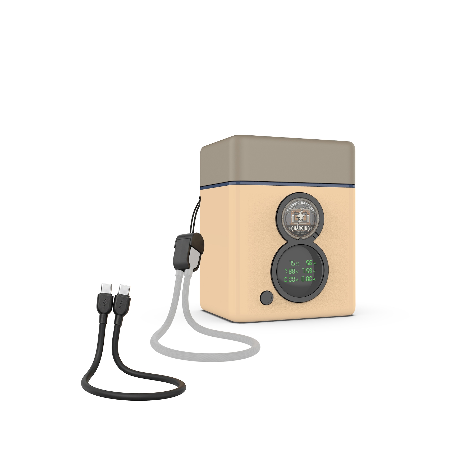 Batteriepaket, tragbares Ladegerät, LCD-Anzeige, USB-C, mit Kabeln