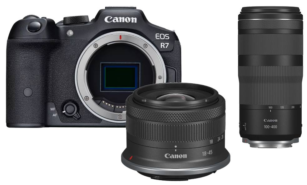 Canon EOS R7 + RF-S 18-45mm IS STM + RF 100-400mm IS USM