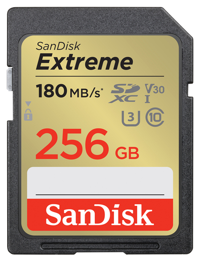 SanDisk 256 GB SDXC Extreme 180MB/s V30 UHS-I U3 Speicherkarte