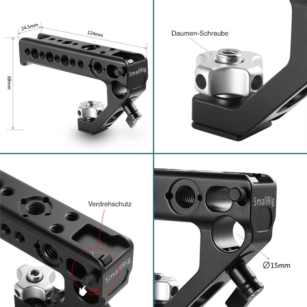 SmallRig 2094 Blitzschuhgriff für DSLR- Cages und Kameras bis 1,5 kg