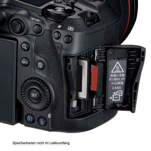 DSLR-Kamera, Batteriegriff, Speicherkartenfach, Kameraenge, Blitzschuh