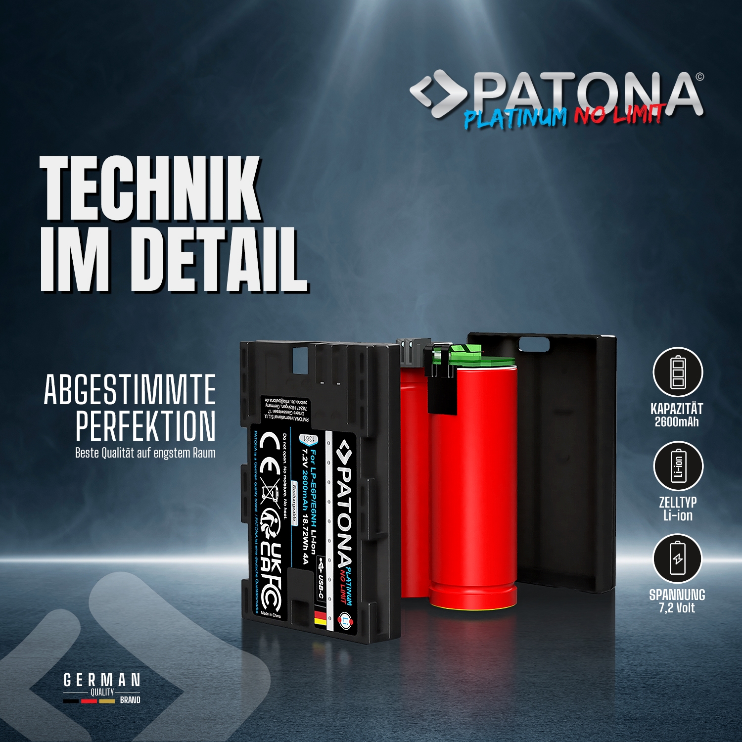 Patona Platinum Akku mit USB-C Input LP-E6P
