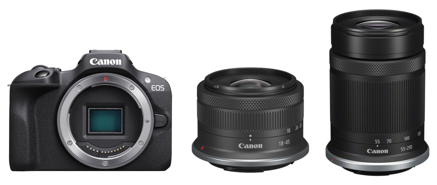 Canon EOS R100 + RF-S 18-45mm IS STM + RF-S 55-210mm 5-7.1 IS STM